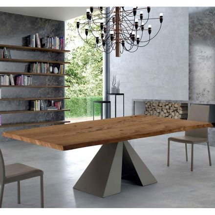Designtisch aus furniertem Holz und Stahl, hergestellt in Italien – Dalmata Viadurini