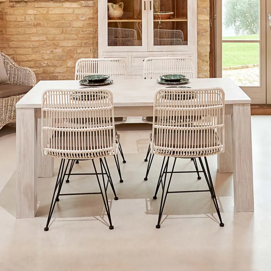 190 x 100 cm großer, fester Wohnzimmertisch aus massivem Teakholz – flämisch Viadurini