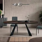 Fester Tisch 210x109 cm aus Metall und ovalem Eichenfurnier - Marcello Viadurini