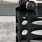 Fester Tisch 210 x 110 cm mit glatter, getönter Glasplatte, hergestellt in Italien - Tano Viadurini