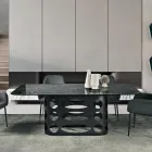 Fester Tisch 210x110 cm mit gehämmertem Glasteller, hergestellt in Italien - Tano Viadurini