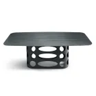 Fester Tisch 210x110 cm mit geriffelter Glasplatte, hergestellt in Italien - Tano Viadurini