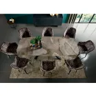 Fester Tisch mit tonnenförmiger Platte aus Keramik, hergestellt in Italien – Settimmio Viadurini