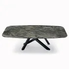 Fester Tisch mit tonnenförmiger Platte aus Keramik, hergestellt in Italien – Settimmio Viadurini