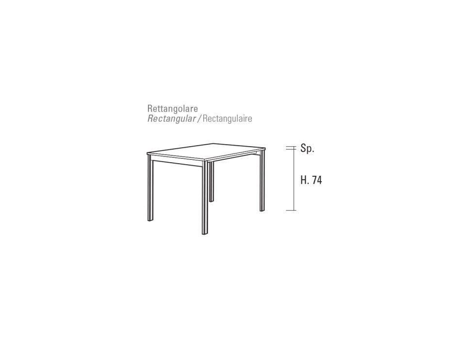 Fester Tisch mit Platte und Einsatz in den Beinen aus HPL, hergestellt in Italien – Kappa Viadurini
