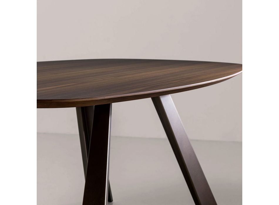 Fester Tisch mit elliptischer Platte und abgeschrägter Kante, hergestellt in Italien – Tirian Viadurini