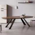 Fester Tisch mit elliptischer Platte und abgeschrägter Kante, hergestellt in Italien – Tirian