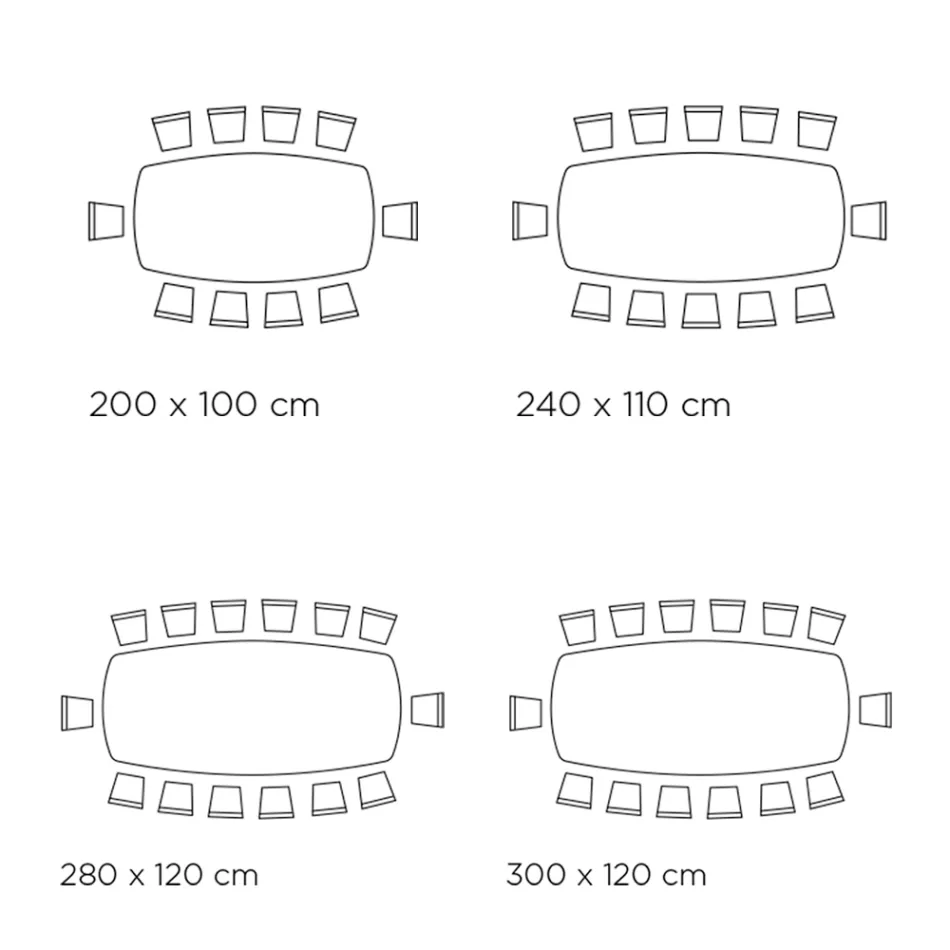 Fester Tisch mit fassförmiger Keramikplatte und Stahlgestell, hergestellt in Italien – Ezzellino Viadurini