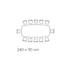 Fester Tisch mit tonnenförmiger Glasplatte und Stahlgestell, hergestellt in Italien – Ezzellino Viadurini