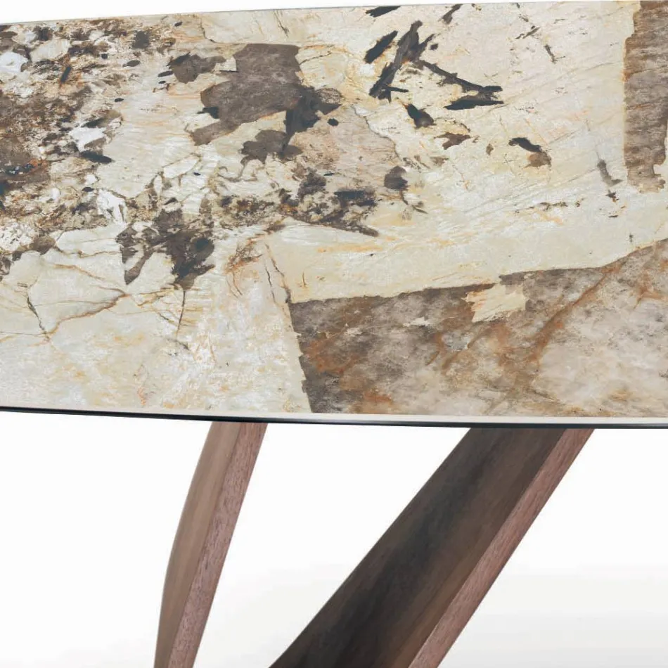 Fester Wohnzimmertisch mit Holzgestell, hergestellt in Italien – Equatore Viadurini