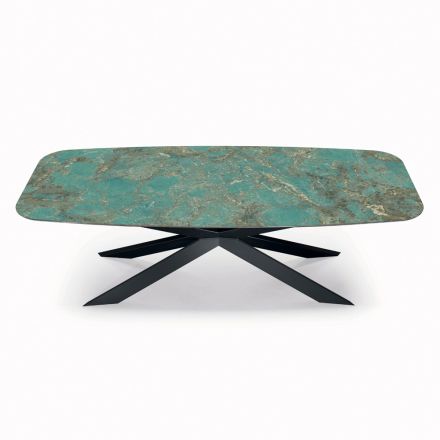 Fester Tisch aus polierter Amazonit-Keramik, hergestellt in Italien – Cave Viadurini