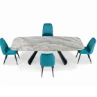 Fester Keramiktisch und Sockel aus schwarz lackiertem Stahl, hergestellt in Italien – Gläser Viadurini