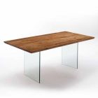 Fester Tisch aus Massivholz mit Tito Hartglasbeinen Viadurini