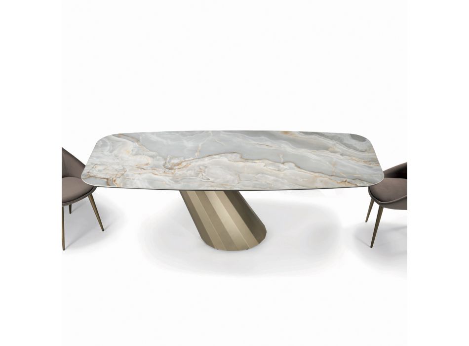 Fester rechteckiger Tisch aus Stahl und Keramik, hergestellt in Italien – Hose Viadurini