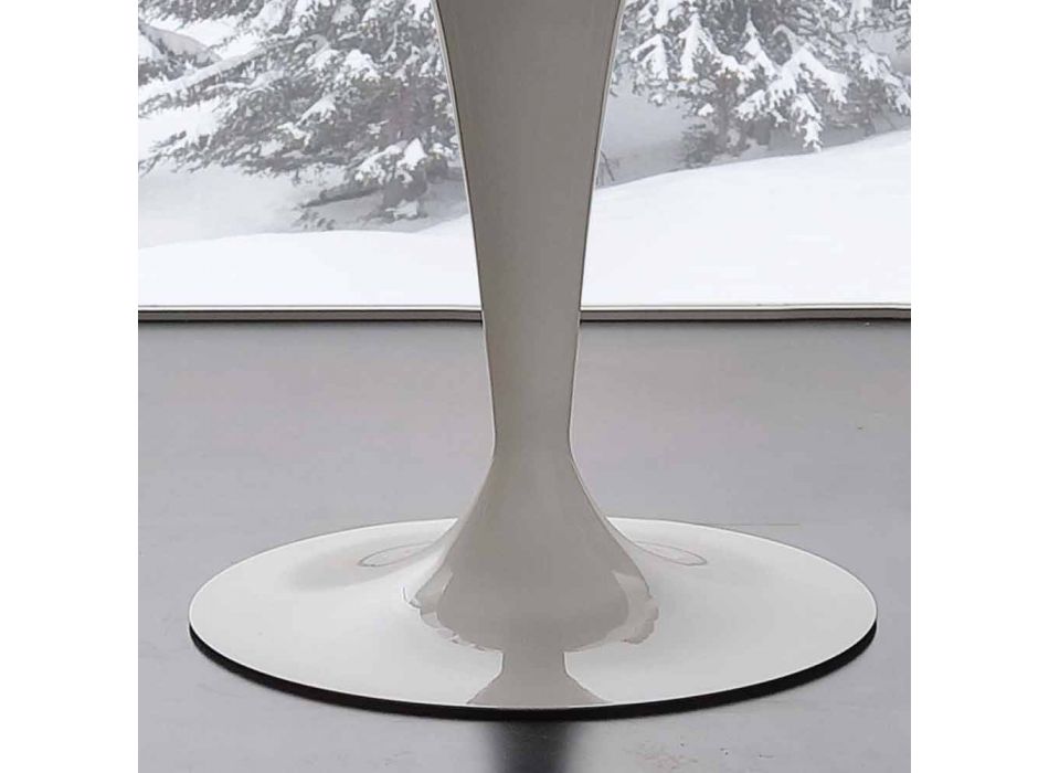 Rund fester Tisch mit siebgedruck extraweiß aus gehärtetem Glas und Stahl Aurora Viadurini