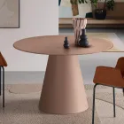 Runder Tisch für vier Personen mit MDF-Gestell und Milchglas - Lumen Viadurini