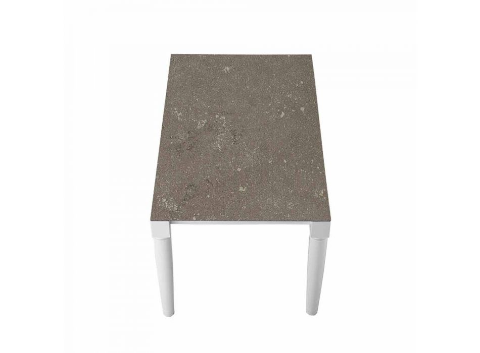 6 Sitzer Design Keramiktisch und weiße Holzbeine - Claudiano Viadurini