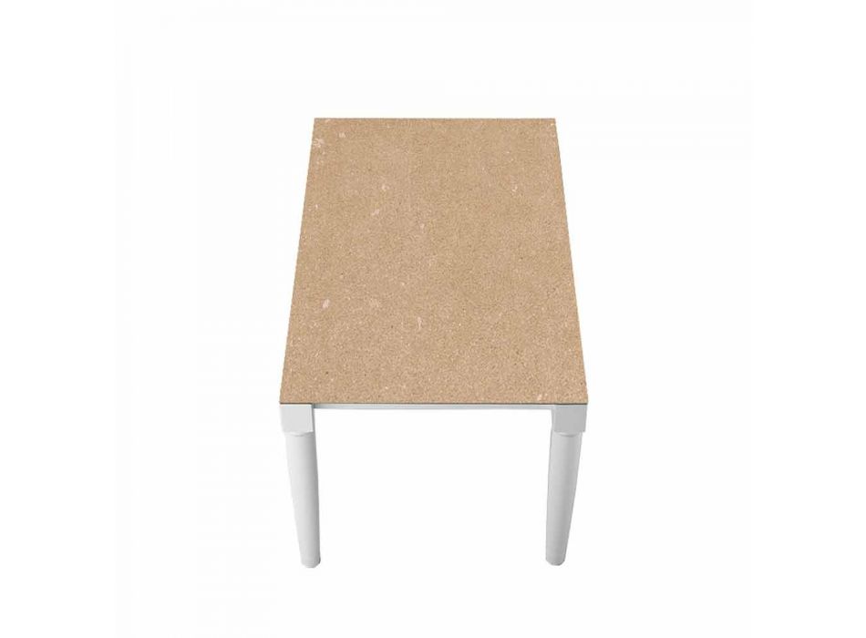 6 Sitzer Design Keramiktisch und weiße Holzbeine - Claudiano Viadurini