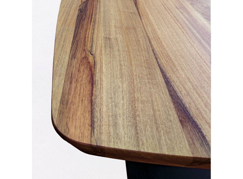 Tisch aus massivem Walnussholz mit Metallfuß und geneigter Kante - Nora Viadurini