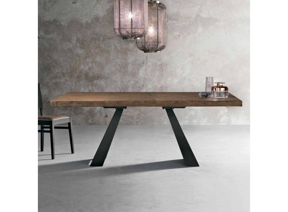 Moderner Tisch aus geknotetem Eichenholz, hergestellt in Italien, Zerba Viadurini