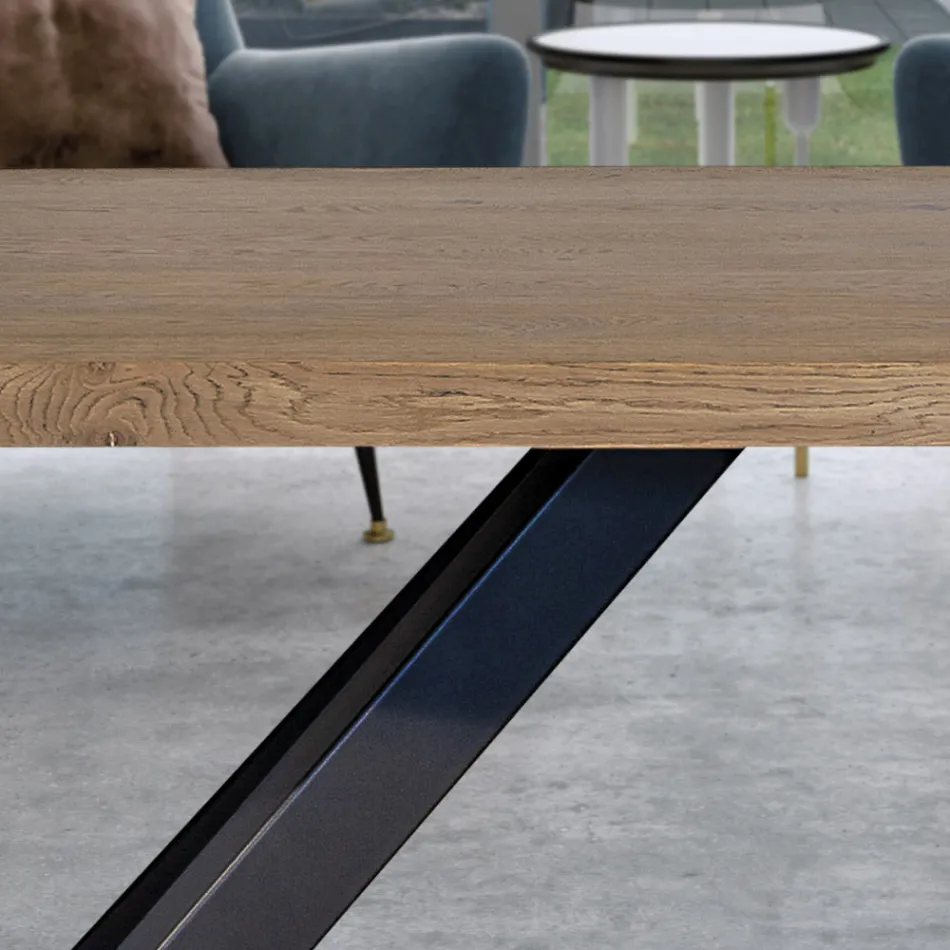 Tisch aus Masellato-Eiche plattiert und Metall Made in Italy - Seoul Viadurini