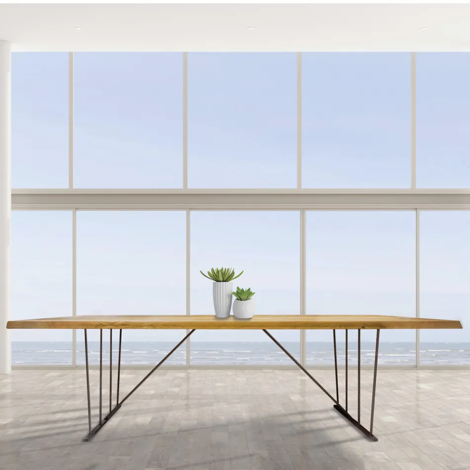 Massiver Eichentisch und Metallbeine Made in Italy - Consuelo Viadurini