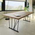 Quadratischer Tisch aus geknoteter Eiche und Metallgestell Made in Italy - Consuelo