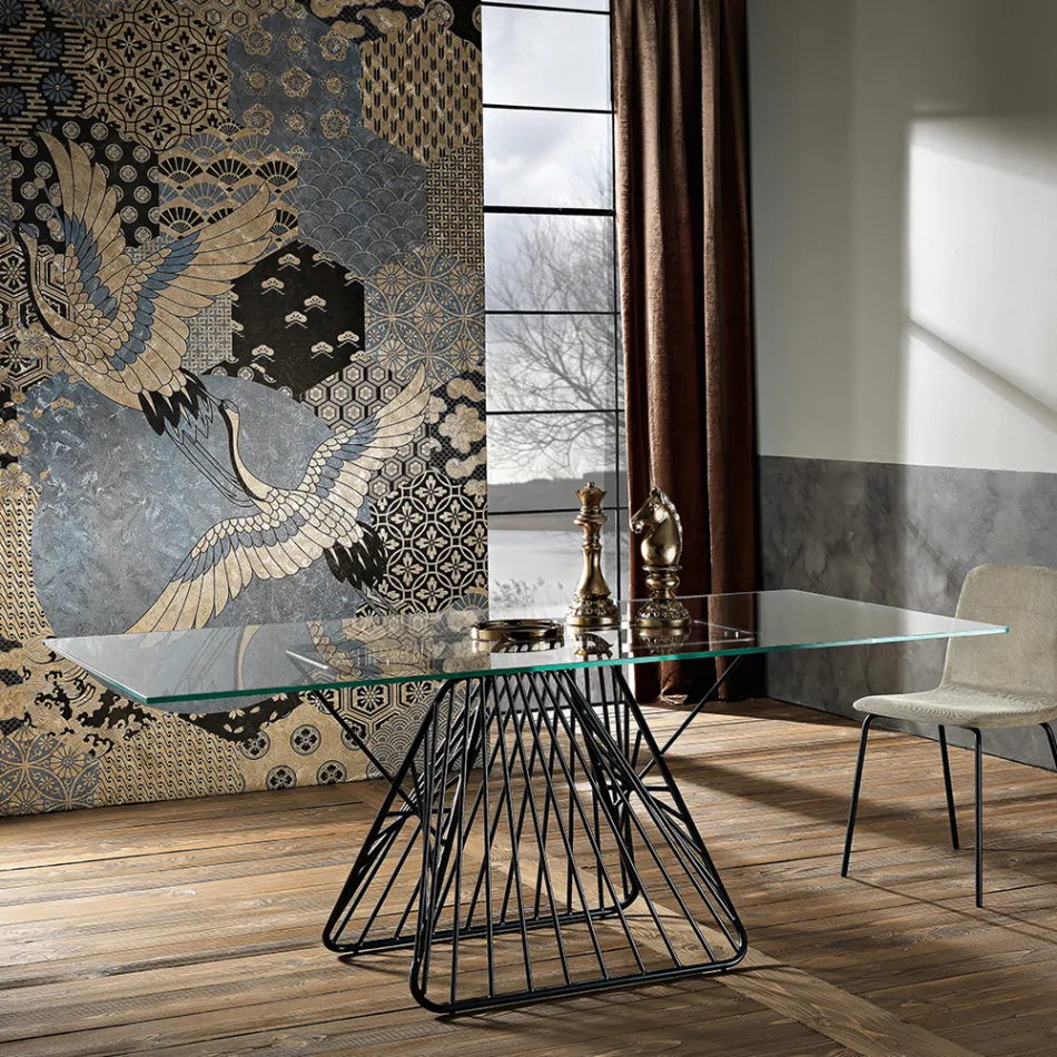 Moderner Designtisch aus gehärtetem Glas, hergestellt in Italien, Mitia Viadurini