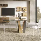 Living Crystal Table mit Holz- und Metallbasis Made in Italy - Dementor Viadurini