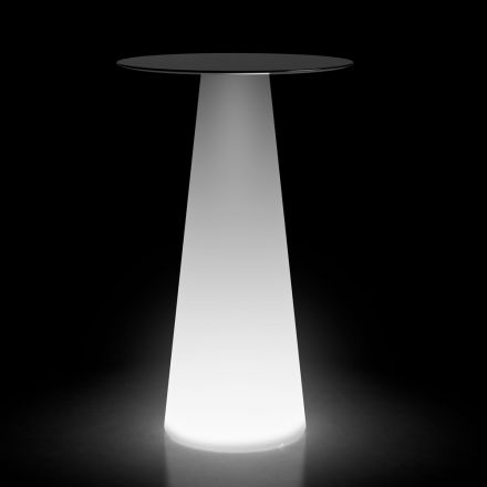 Hoher Leuchttisch für den Außenbereich mit LED aus HPL und Polyethylen, hergestellt in Italien – Forlina Viadurini
