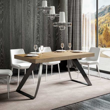 Moderner ausziehbarer Tisch bis 440 cm aus Eisen und Holz, hergestellt in Italien – Valle Viadurini