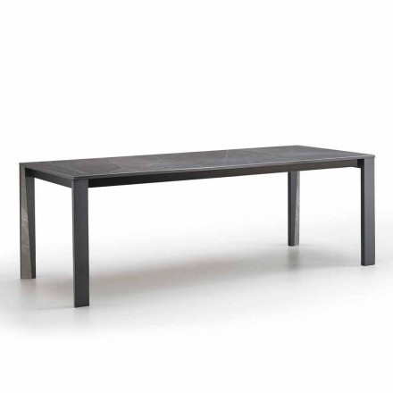 Moderner ausziehbarer Tisch aus Steinzeug und Buchenholz aus italienischem Duccio Viadurini