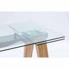 moderner Esstisch aus Glas und Naturholz Florida Viadurini