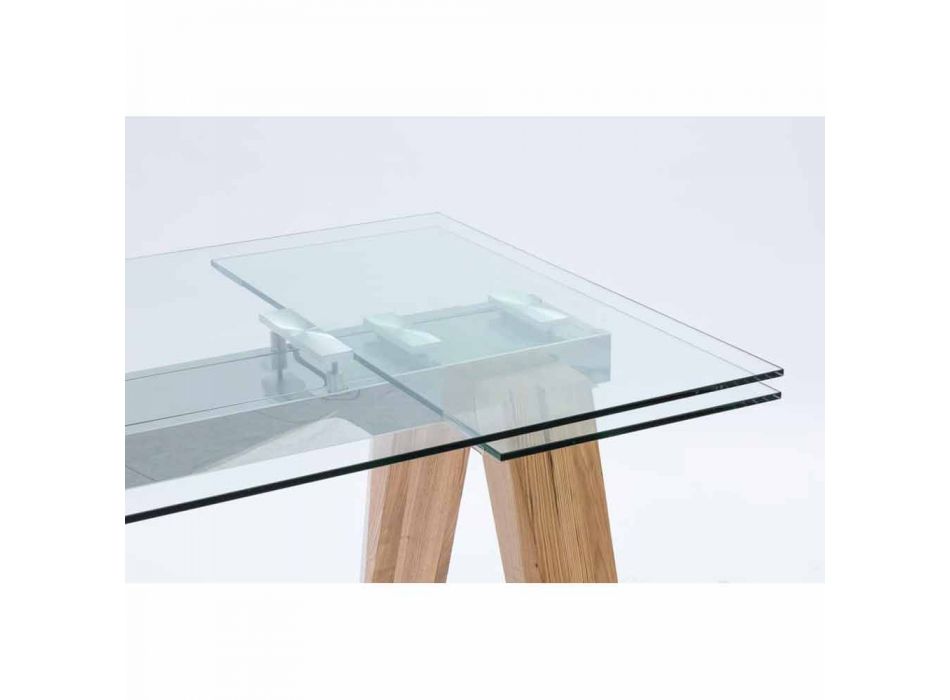 moderner Esstisch aus Glas und Naturholz Florida Viadurini