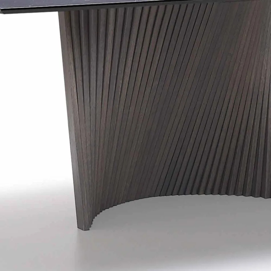 Moderner Tisch mit Steinzeugplatte in Marmoroptik, hergestellt in Italien, Adrano Viadurini