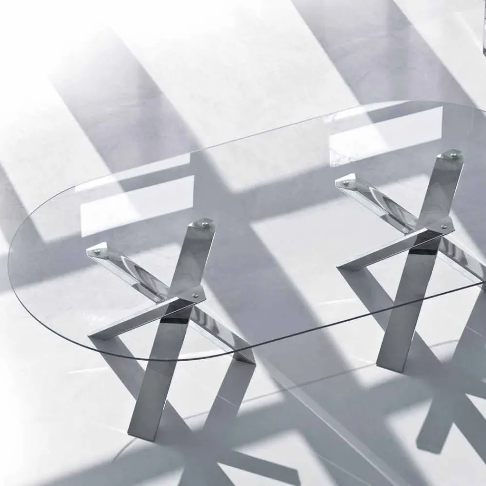 Ovaler Designtisch aus Kristall 220x120cm Made in Italy Tree Viadurini