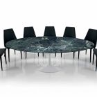 Moderner ovaler Tisch aus Carrara- oder schwarzem Marquinia-Marmor, hergestellt in Italien – Dollars Viadurini