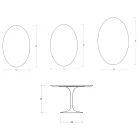 Ovaler Tulpentisch von Saarinen, Höhe 74 cm, aus glänzend weißer Florim-Keramik – Scharlachrot Viadurini