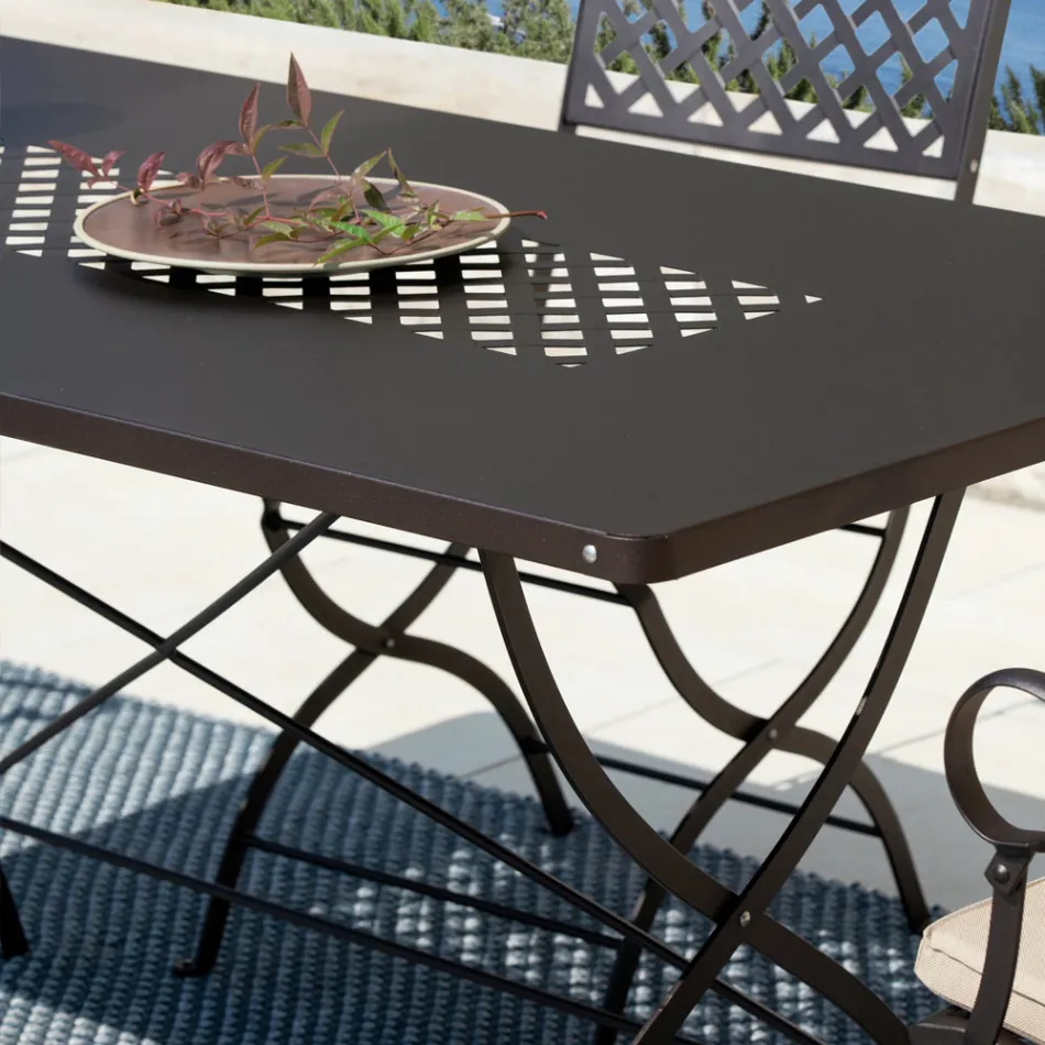 Outdoor-Klapptisch aus verzinktem Stahl Made in Italy - Selvaggia Viadurini