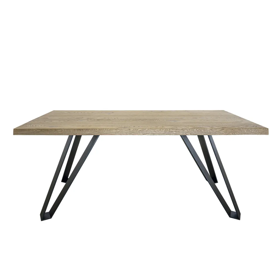 Plated Table aus geknoteter Masellato-Eiche und Metall Made in Italy - Luanda Viadurini