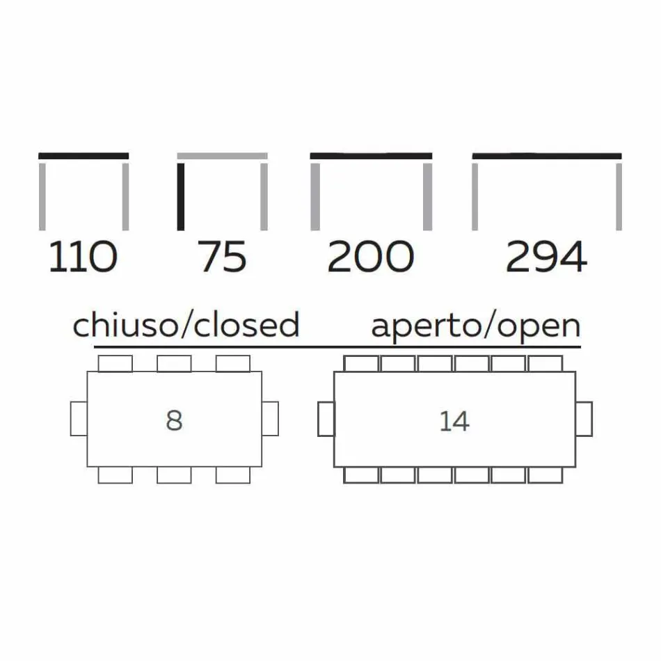 Ausziehbarer Esstisch Bis zu 294 cm in Gres und Metall Made in Italy - Nuzzio Viadurini