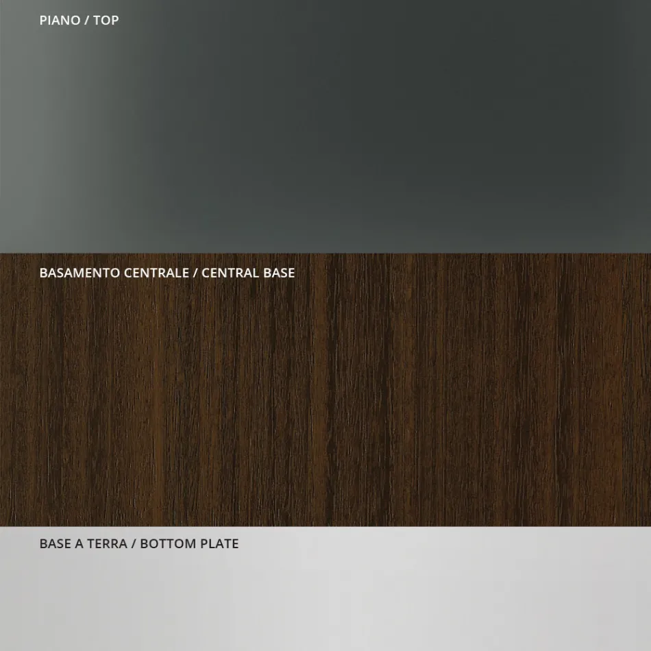 Esstisch mit quadratischer Glasplatte und Holzsockel Made in Italy - Kuadro Viadurini