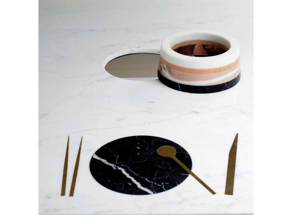 Quadratischer Esstisch mit Vase und Marmoreinlage 140 cm Luxury - Vesuvio Viadurini