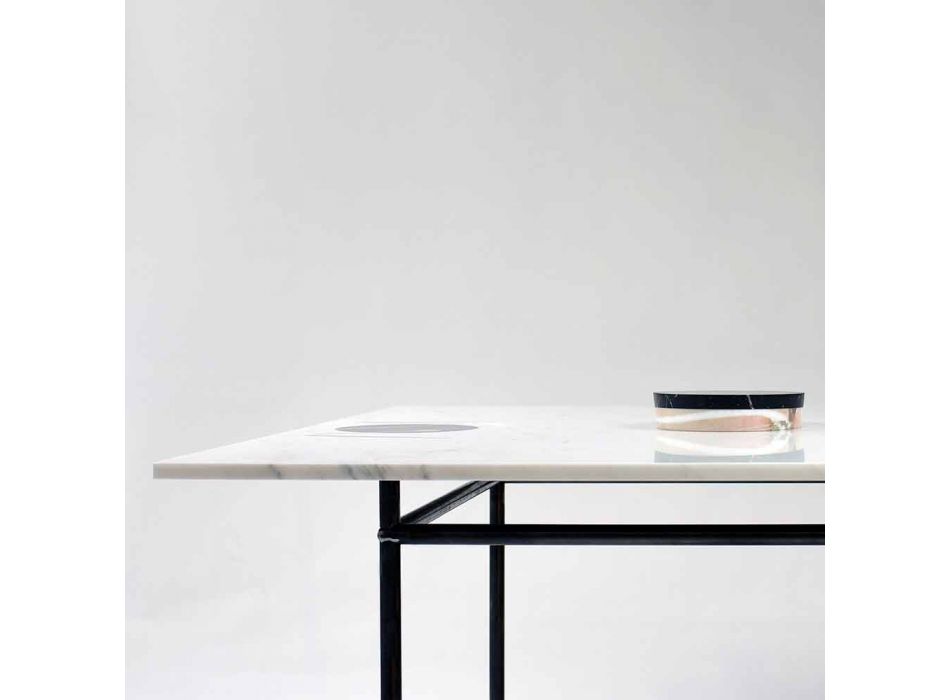 Quadratischer Esstisch mit Vase und Marmoreinlage 140 cm Luxury - Vesuvio Viadurini