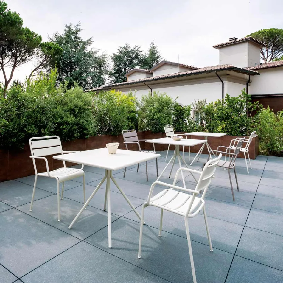 Quadratischer Gartentisch aus verzinktem Stahl Made in Italy - Ralph Viadurini