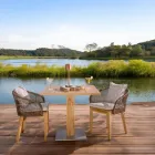 Quadratischer Gartentisch aus Teak und Metall - Marie Viadurini