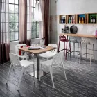 Quadratischer Tisch aus satiniertem HPL-Edelstahlmetall, hergestellt in Italien – Linse Viadurini