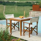 Quadratischer Tisch aus Akazienholz und Keramikplatte - Technical Viadurini