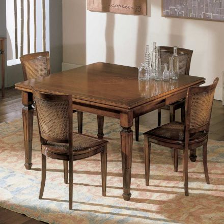 Rechteckiger Tisch mit 6 Holzstühlen, hergestellt in Italien – Angelite Viadurini
