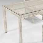 Rechteckiger Gartentisch aus Polyrattan und Glas - Gigi Viadurini
